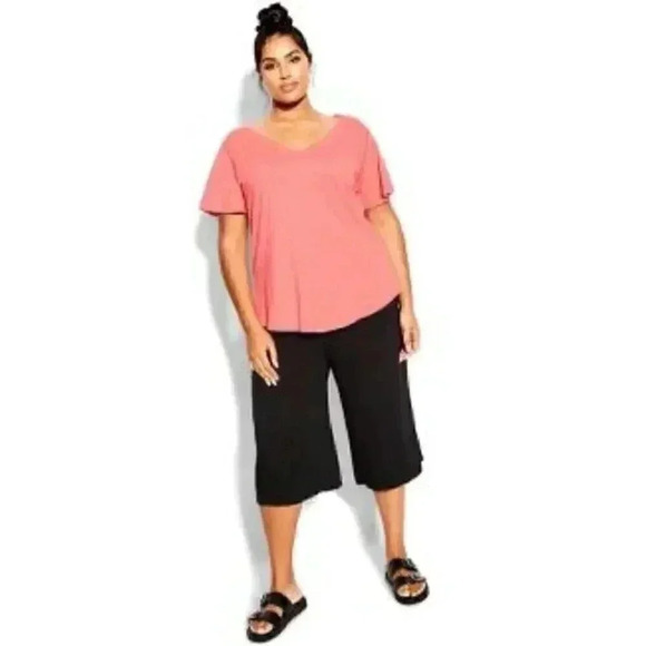 ZIM & ZOE Women's Plus Size Flutter Sleeve Plain Top - coral - Picture 1 of 4